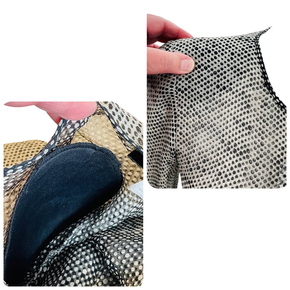 Lida Baday Black & White Silk Polka Dot Sheer Ruffle Blouse Women Sz 2 - Picture 14 of 14